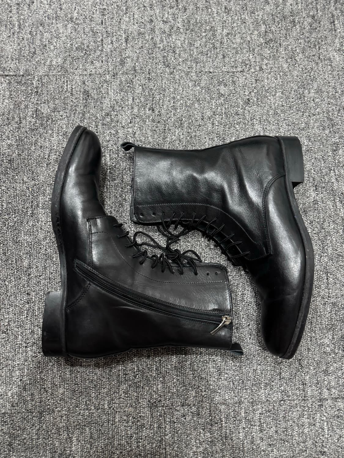 웨스턴 카우하이드 레이스업 컴뱃 블랙 부츠 42 상품이미지4