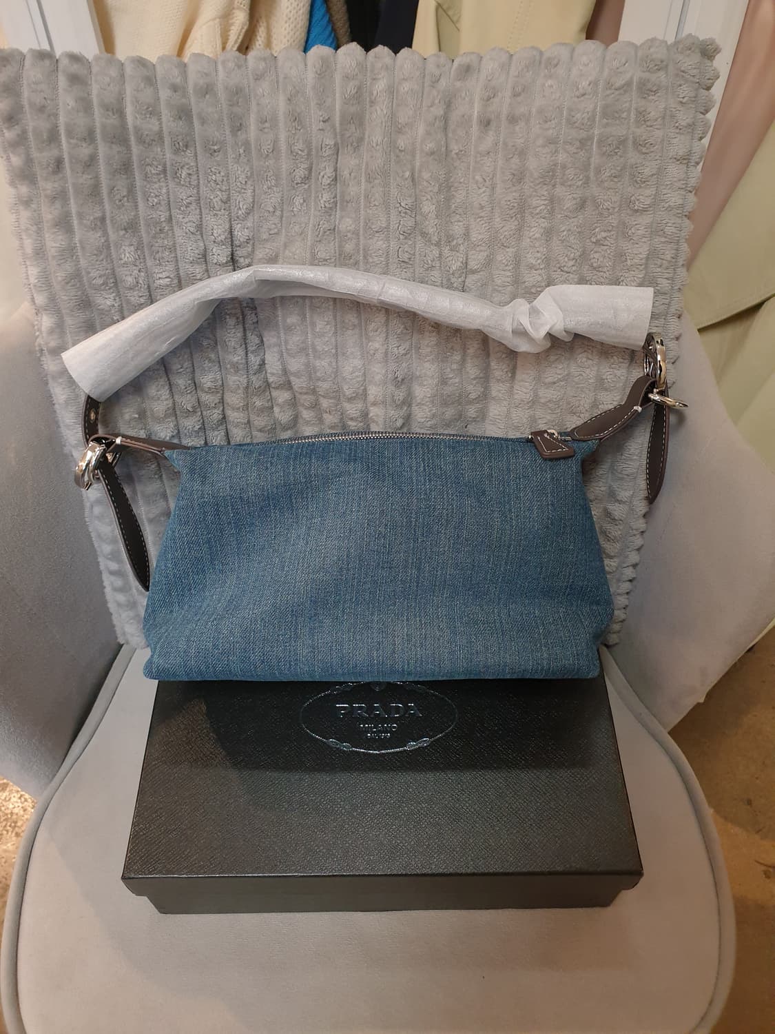 프라다 데님 숄더백 크로스백 상품이미지4