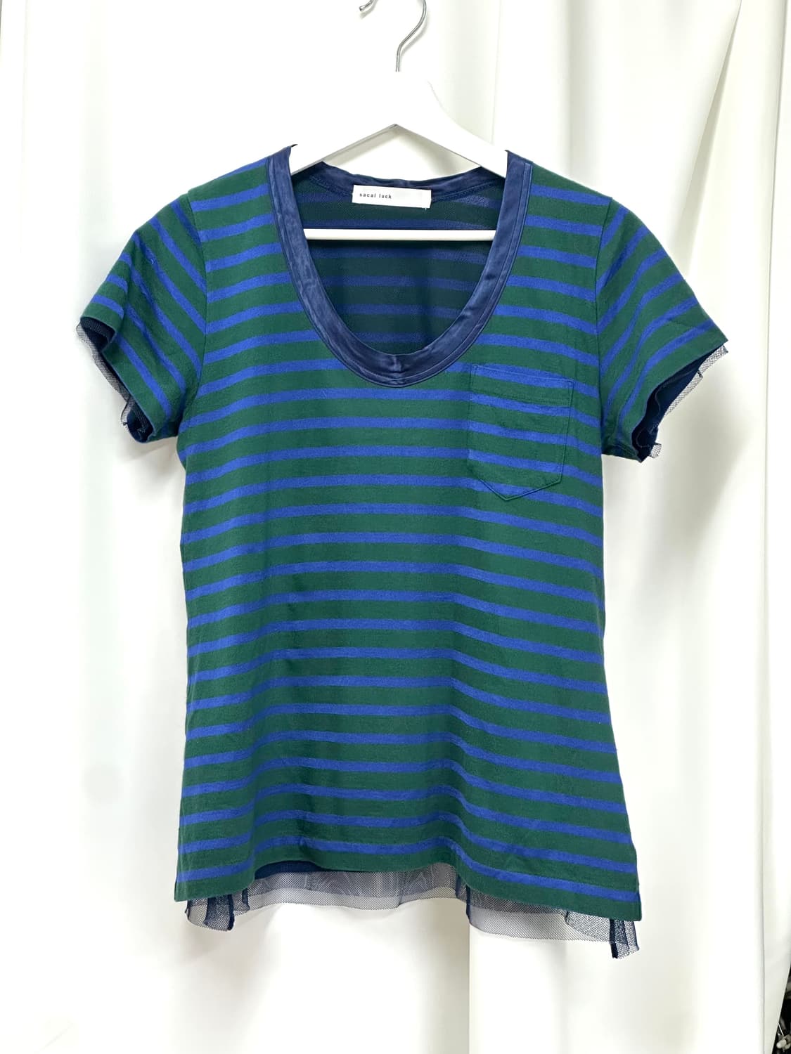 [sacai luck] mesh layered stripe t-shirt 상품이미지1
