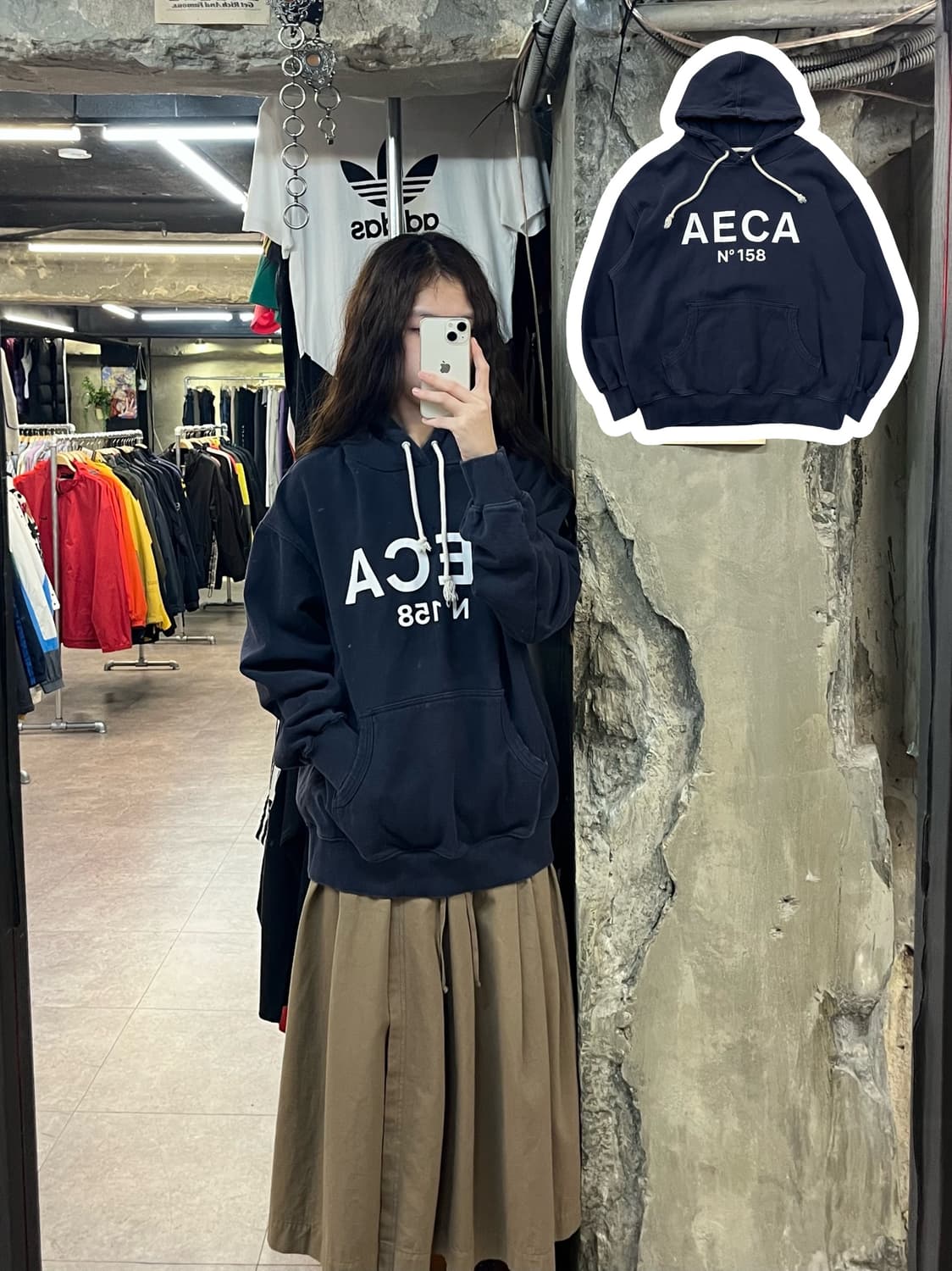 에이카화이트 AECA 후드티 네이비 L #csz2061 상품이미지1