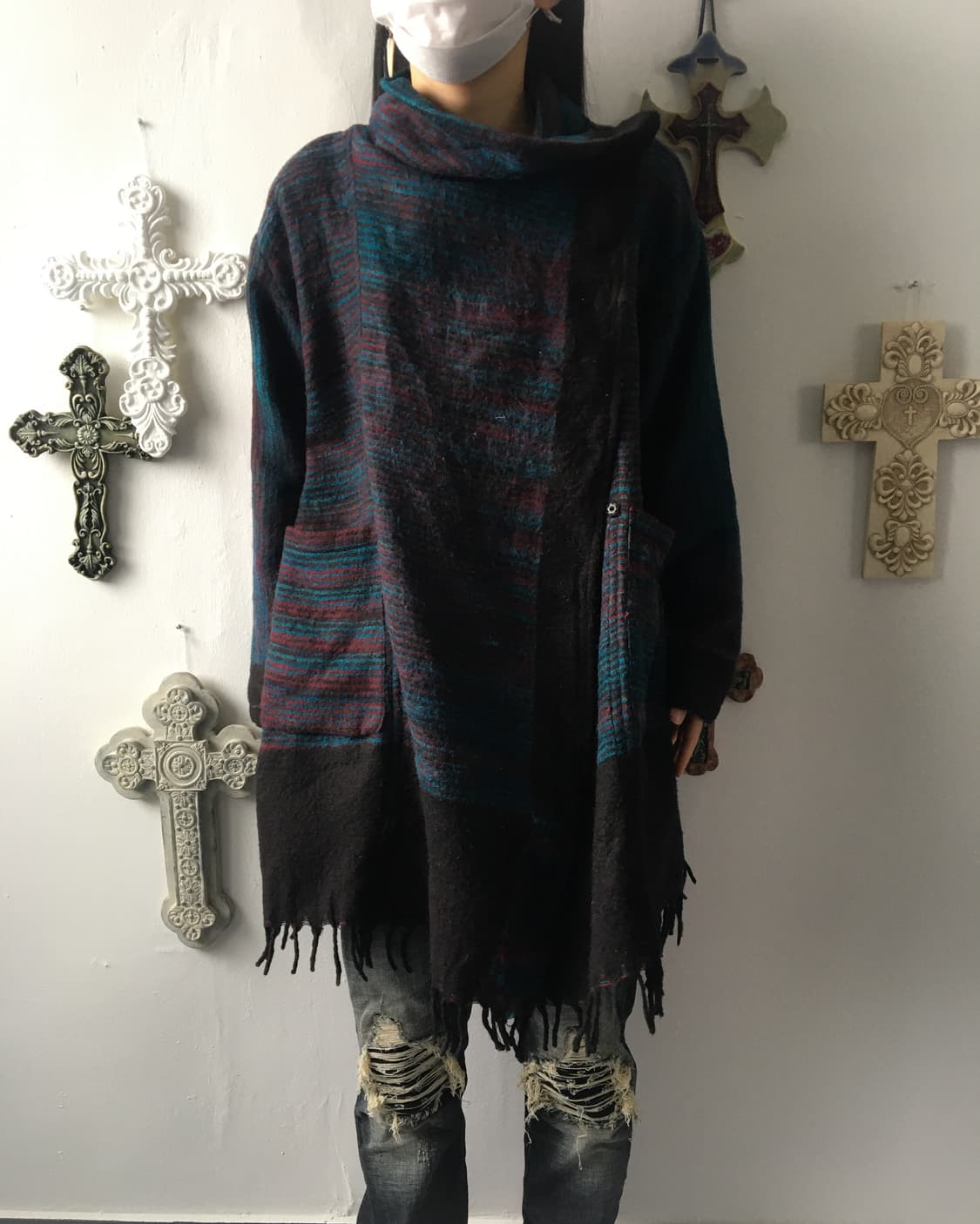 Fringe pattern point high neck caridgan 상품이미지9