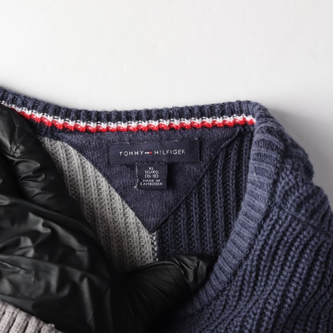 타미힐피거 90s 올드스쿨 컬러블록 코튼 니트 스웨터 XL 16-18 상품이미지5