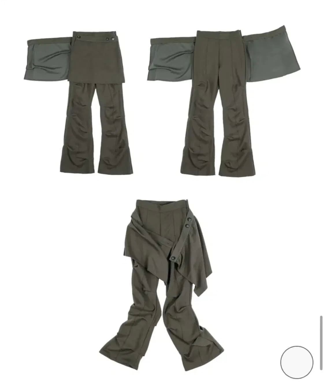 오호스 랩 오버 핀턱팬츠 카키 s 상품이미지1