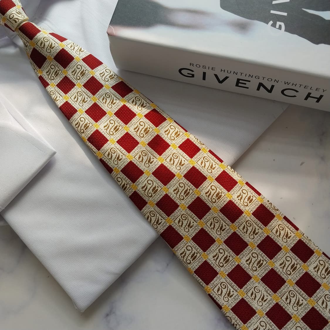 지방시 실크 베이지 체크 패턴 넥타이 9.8cm A+등급 K2429 상품이미지6