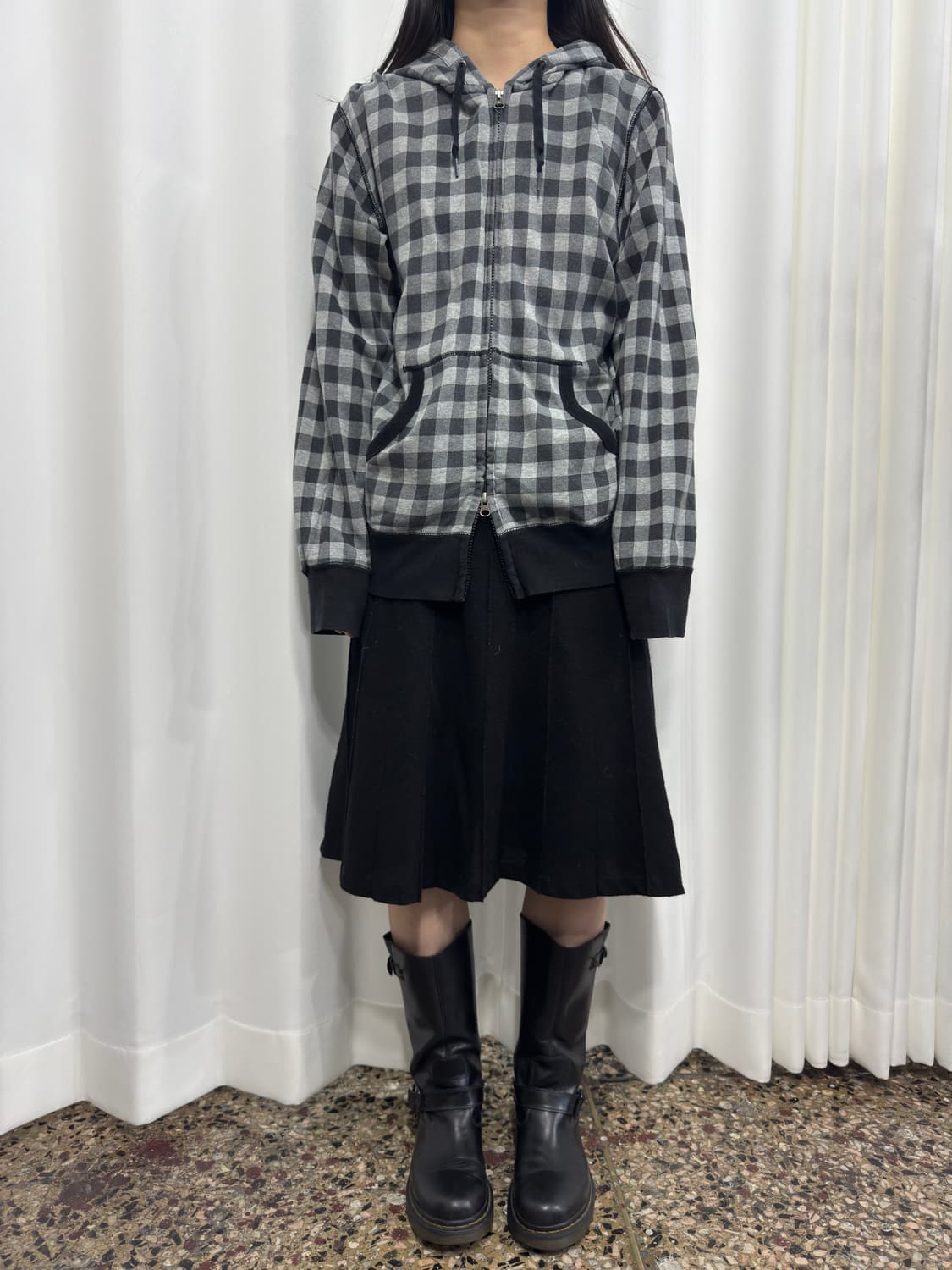 uniqlo original wash check hood zipup 상품이미지3