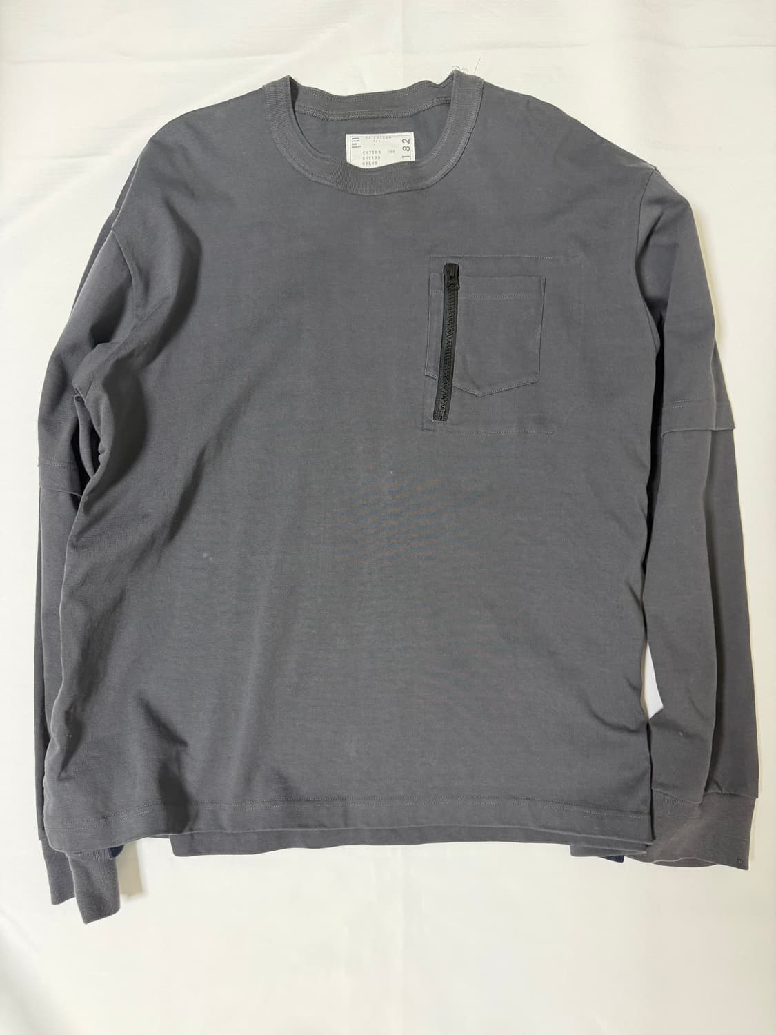 사카이 사이드 스냅 지퍼 포켓 롱슬리브 티셔츠 상품이미지1