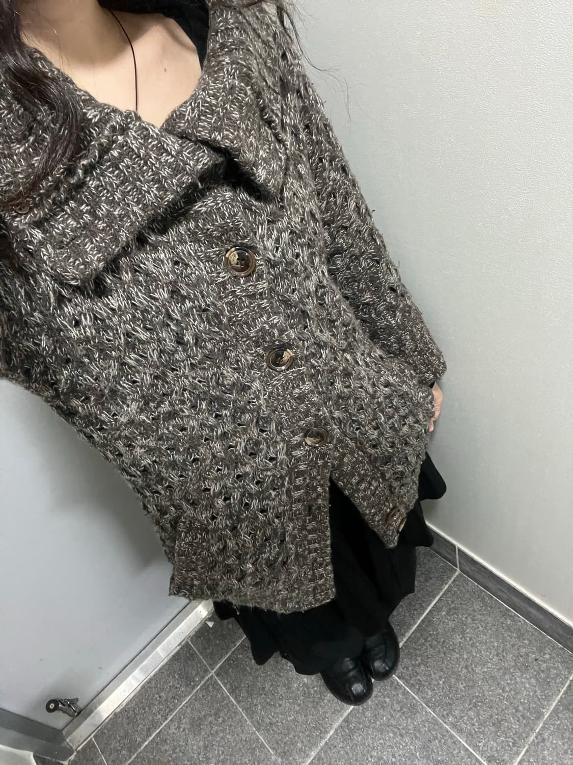 빈티지 Vintage Rustic Mocha Button Cardigan 상품이미지2