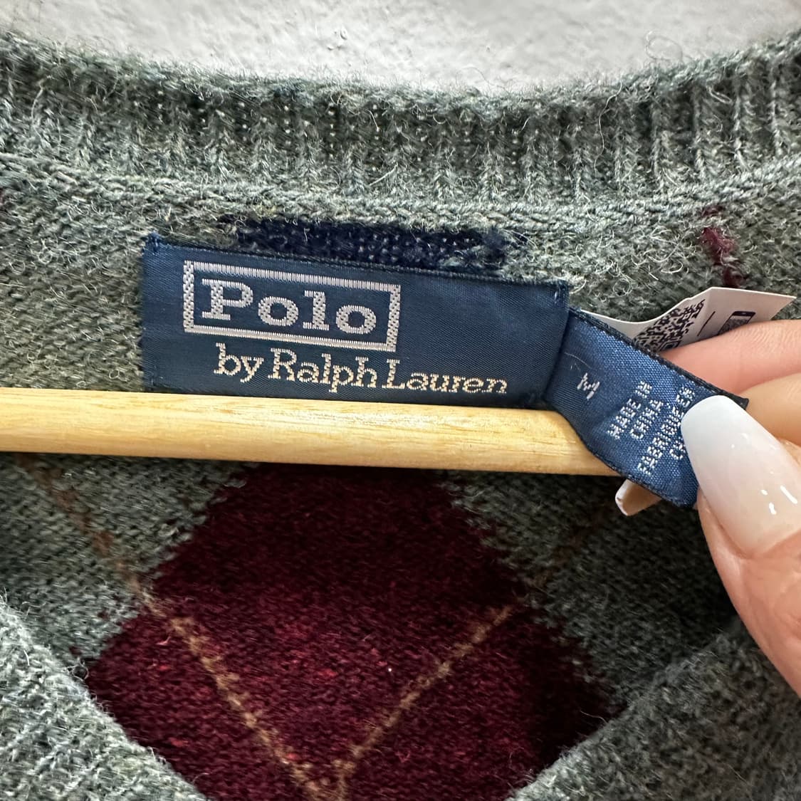 폴로 카키 아가일 니트 조끼M 상품이미지3