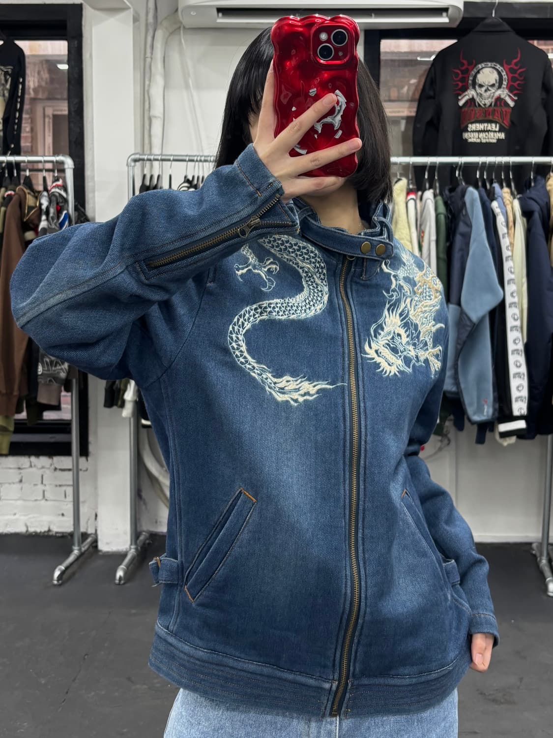 카라쿠리 타마시 오리엔탈 데님 바이커 자켓 상품이미지4