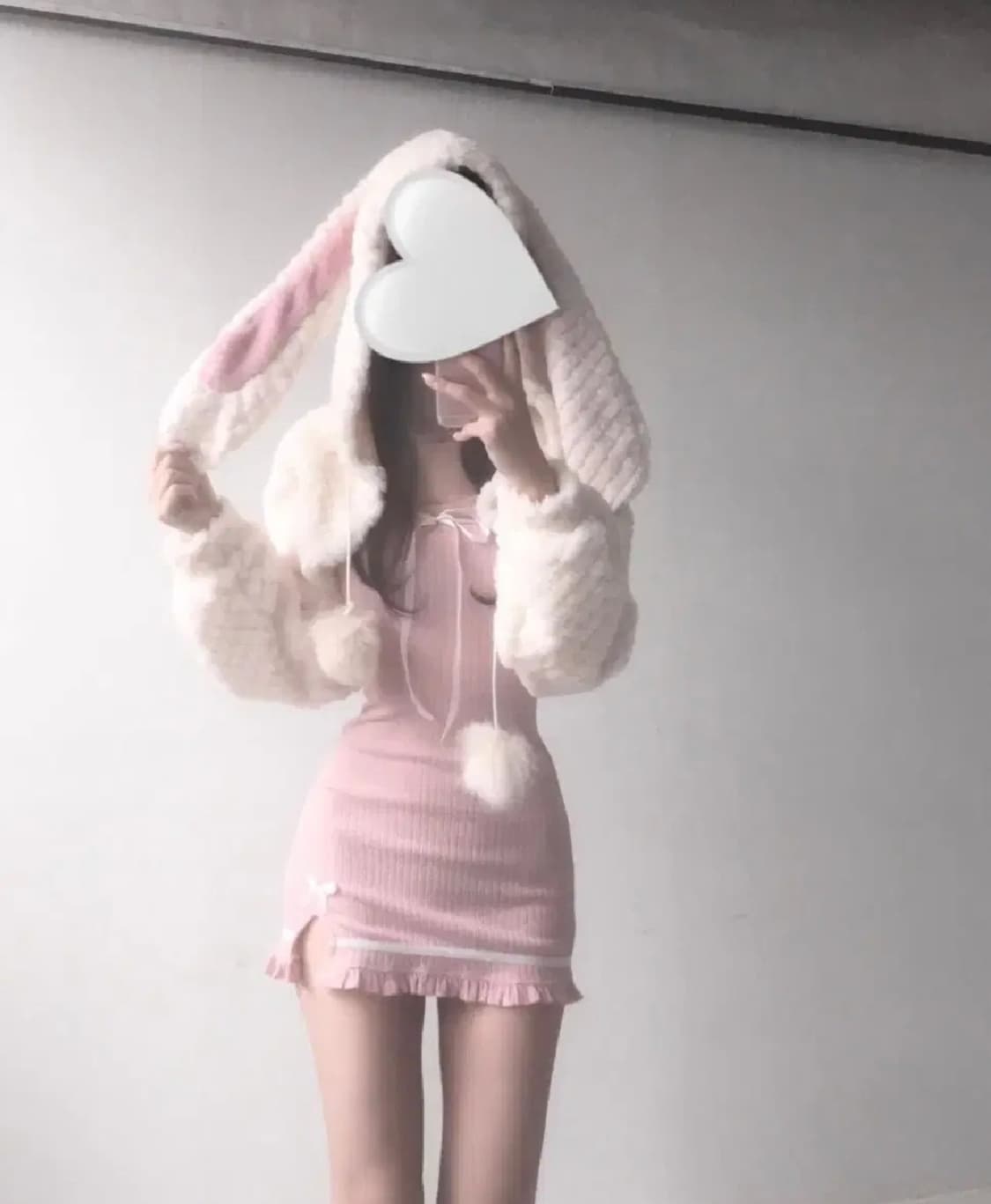 젯젯디zzd달천깔 베이비버니 세트 폼폼이아우터토끼모자핑크원피스리본히메갸루 상품이미지1