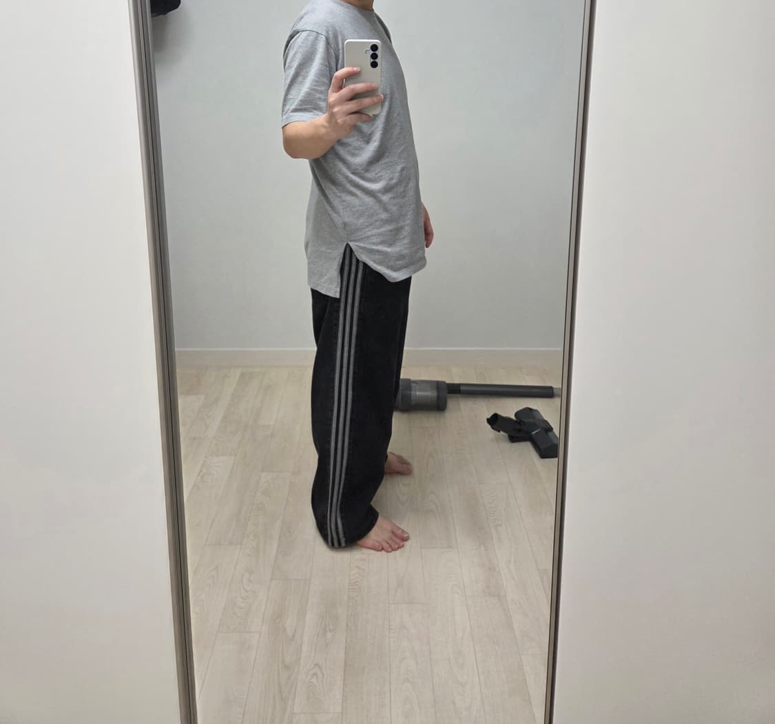 아디다스 삼선 와이드 데님 팬츠 블랙 팝니다 상품이미지3