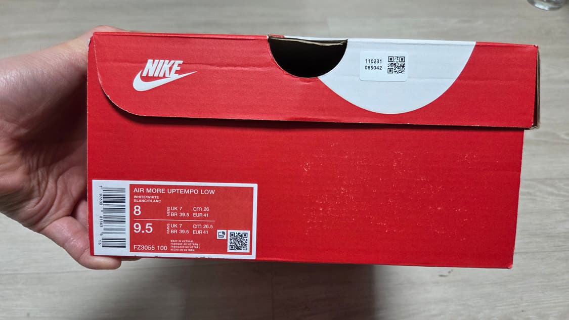 [새상품/나코탭]나이키 에어 모어 업템포 로우 '트리플 화이트 260 상품이미지5