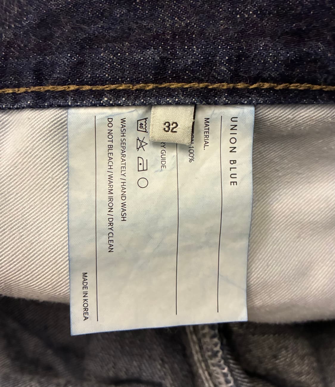 (32~33)유니온블루 5포켓 원워시 셀비지 데님 청바지 스트레이트핏 상품이미지10