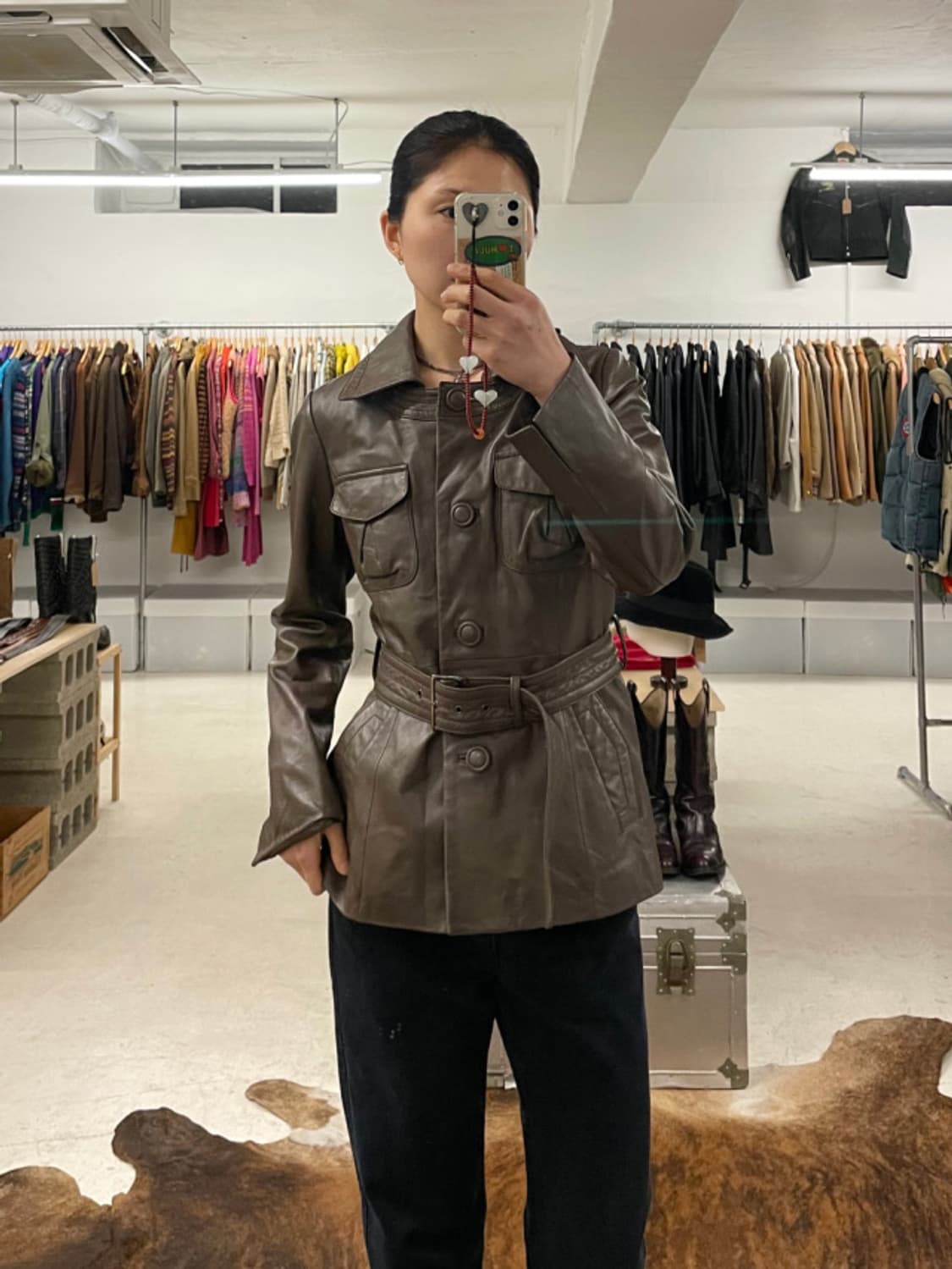  VTG 2way leather half coat 투웨이 가죽 하프코트 상품이미지1