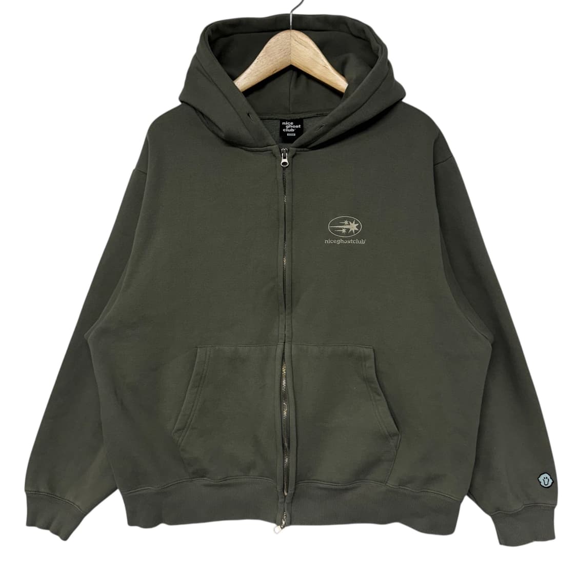나이스고스트클럽 스타로고 후드집업 카키 상품이미지2