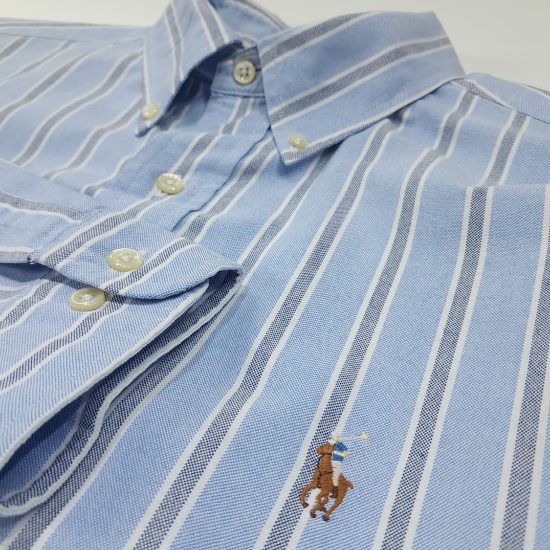 CL520 2XL 폴로 90s 홍콩판 올드스쿨 스트라이프 블루 셔츠 남 상품이미지4