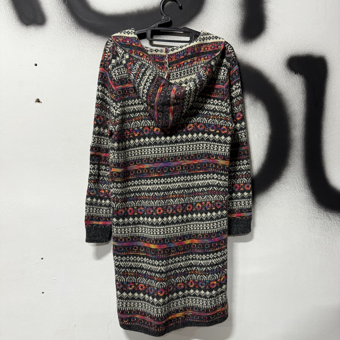 VTG 빈티지 모리 에스닉 보헤미안 패턴 롱 니트 후드 가디건 상품이미지2