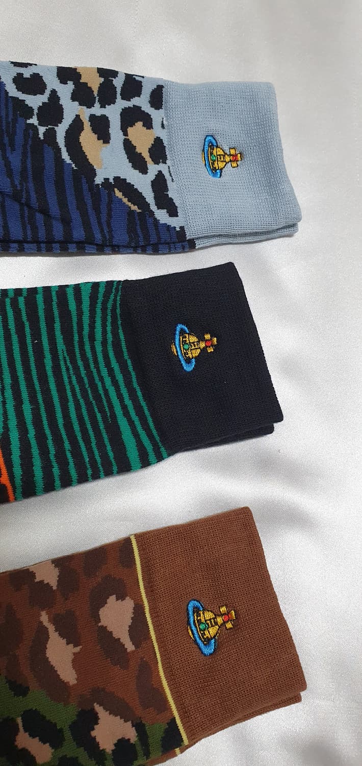 블루 퍼플 그린 브라운 호피 레오파드 지브라 얼룩말 비비안웨스트우드 양말 상품이미지6