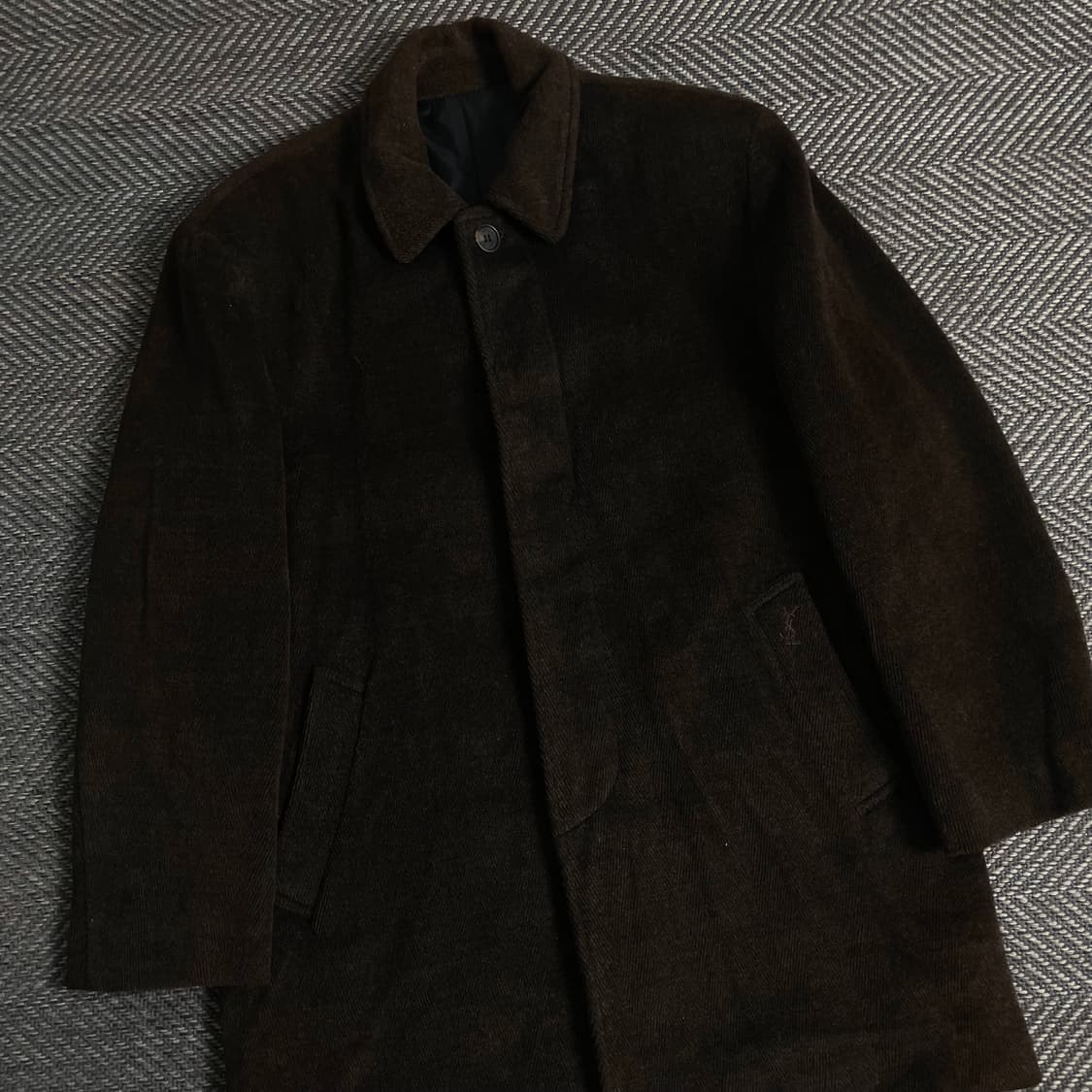 90s 입생로랑 자수로고 울 혼방 앙고라 하프 발마칸 코트y 3621 상품이미지1