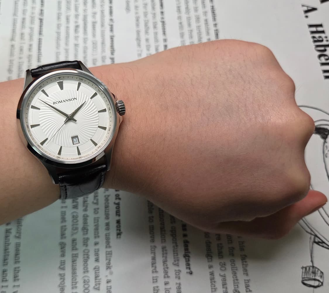 빈티지 로만손 기요쉐다이얼 칼침핸즈 쿼츠 드레스워치 남성용 상품이미지9