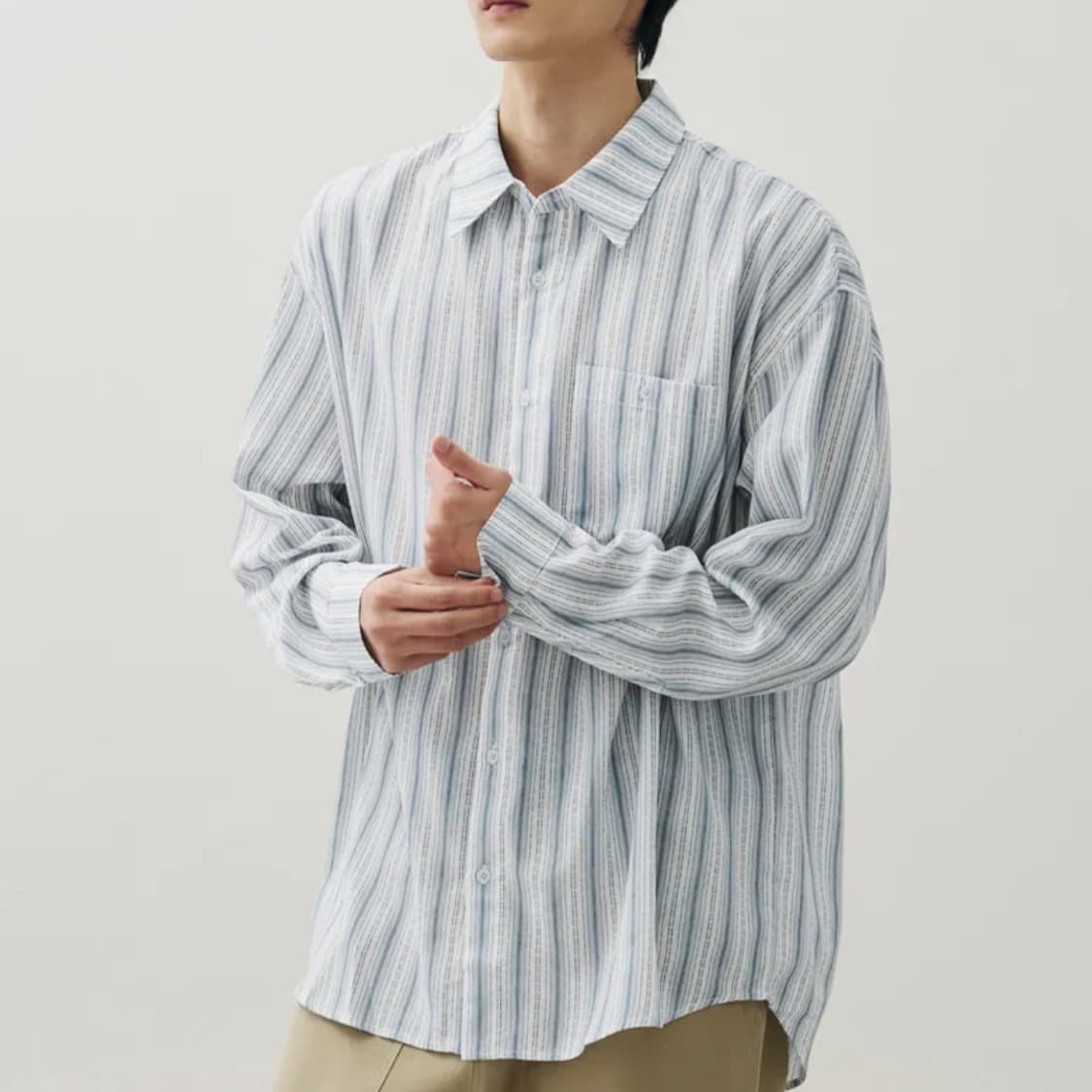 드로우핏 헤이지 펜슬 스트라이프 셔츠 L 상품이미지1