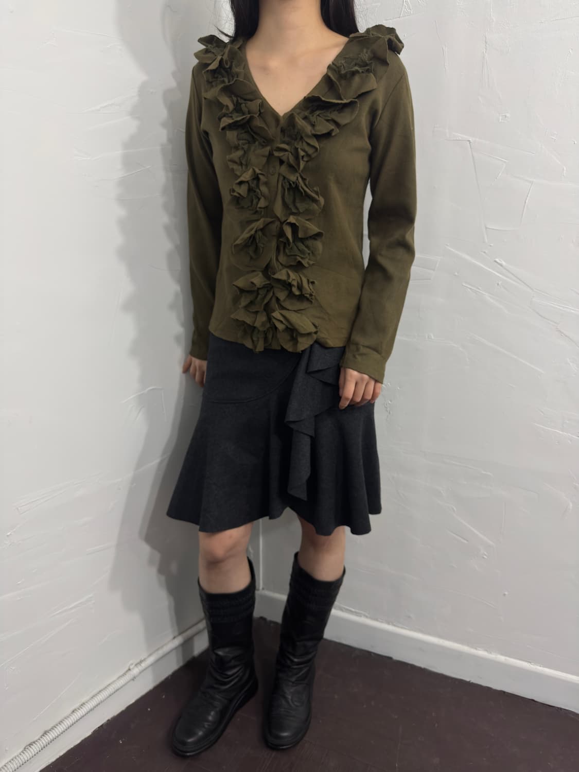 frill design knit cardigan 상품이미지3