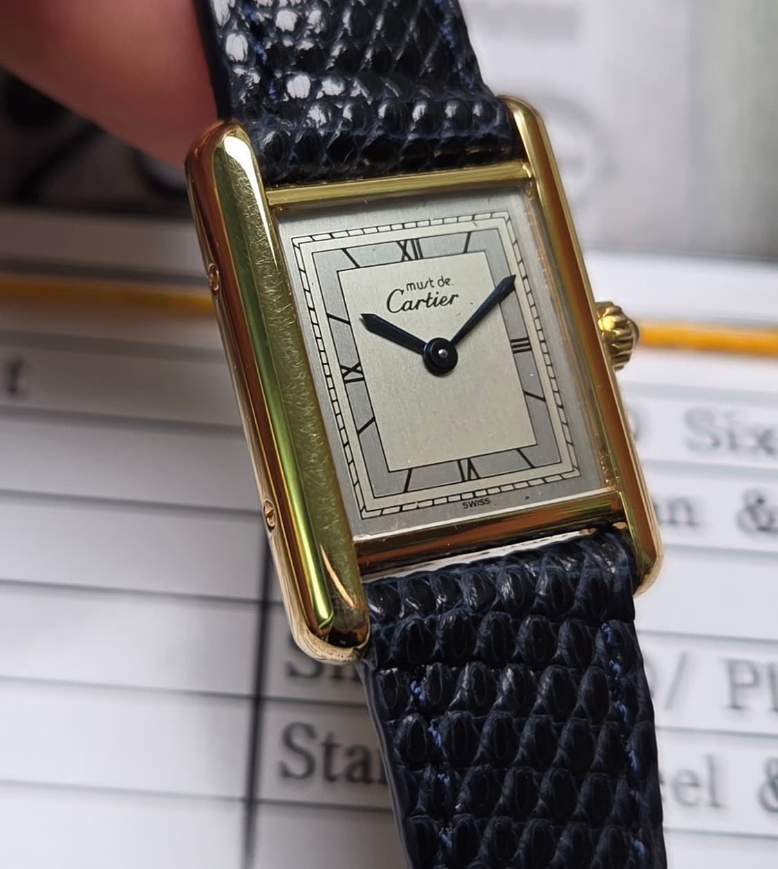 빈티지 까르띠에 머스트드 탱크 오리지널 희귀 실버로만 쿼츠 여성용 (감정 상품이미지1