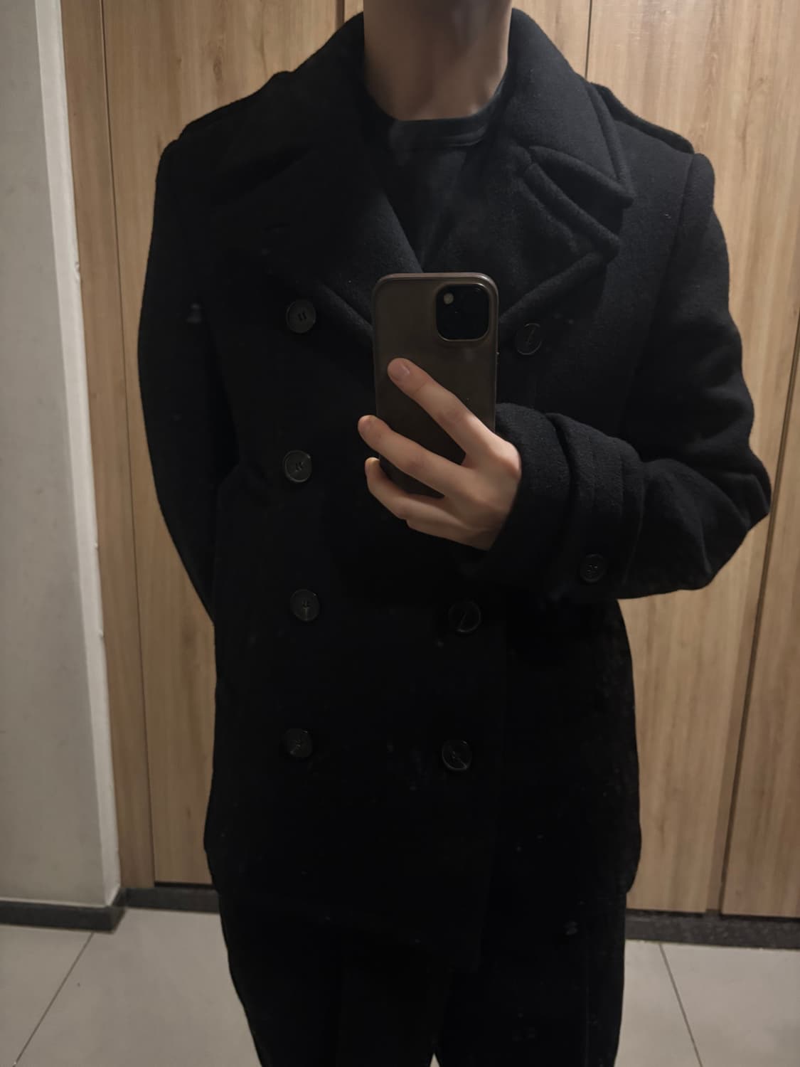 착샷O) 울 피코트 블랙 상품이미지6