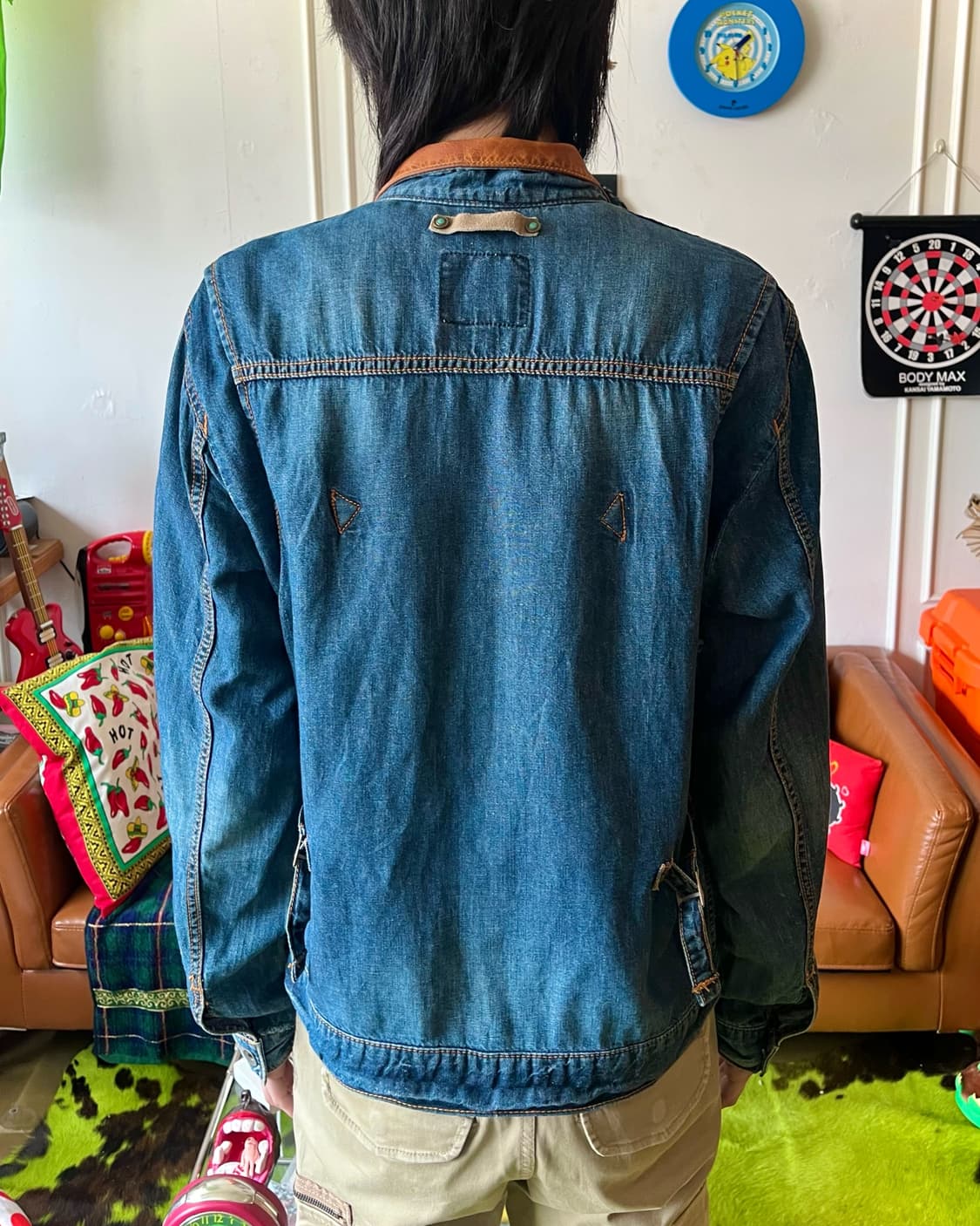 TAKEO KIKUCHI Leather Trim Denim Trucker 상품이미지3