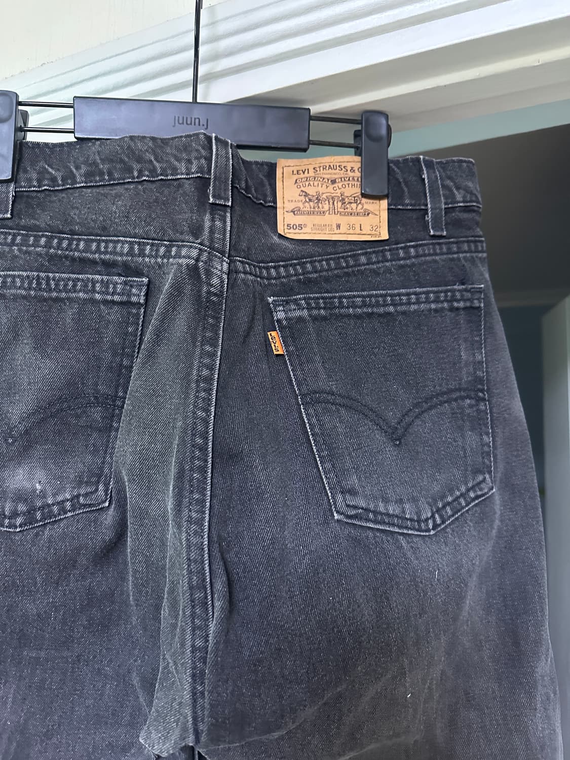 [36] 리바이스 505 오렌지탭 흑청 90s USA 상품이미지4