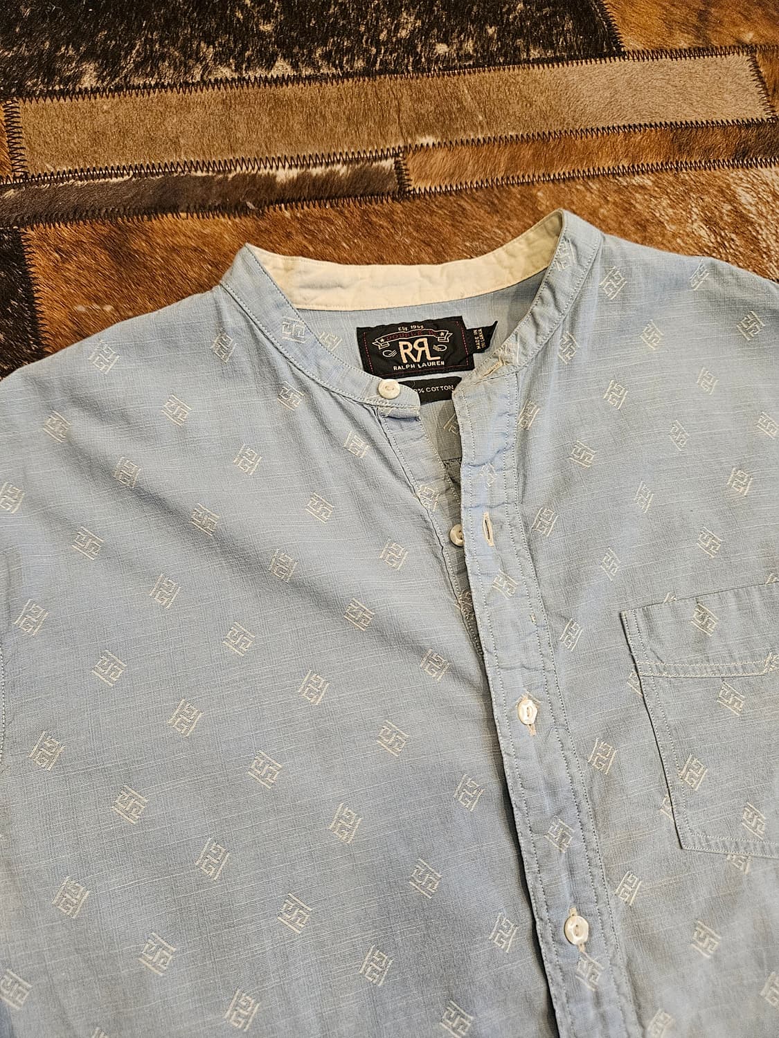 더블알엘 인디고 코튼 자수 셔츠  상품이미지3