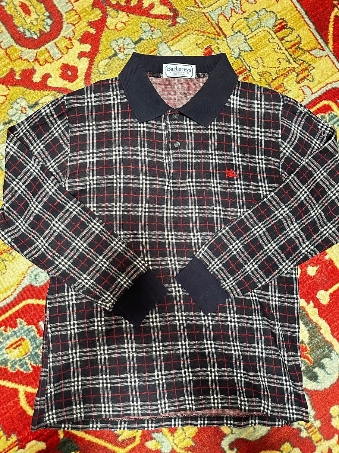 버버리 블랙 타탄 체크 긴팔 카라티 상품이미지1