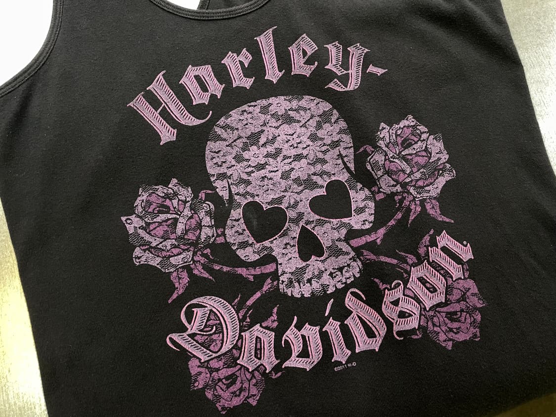 (L) USA Harley Davidson 할리 프린팅 슬리브리스 나시 상품이미지8