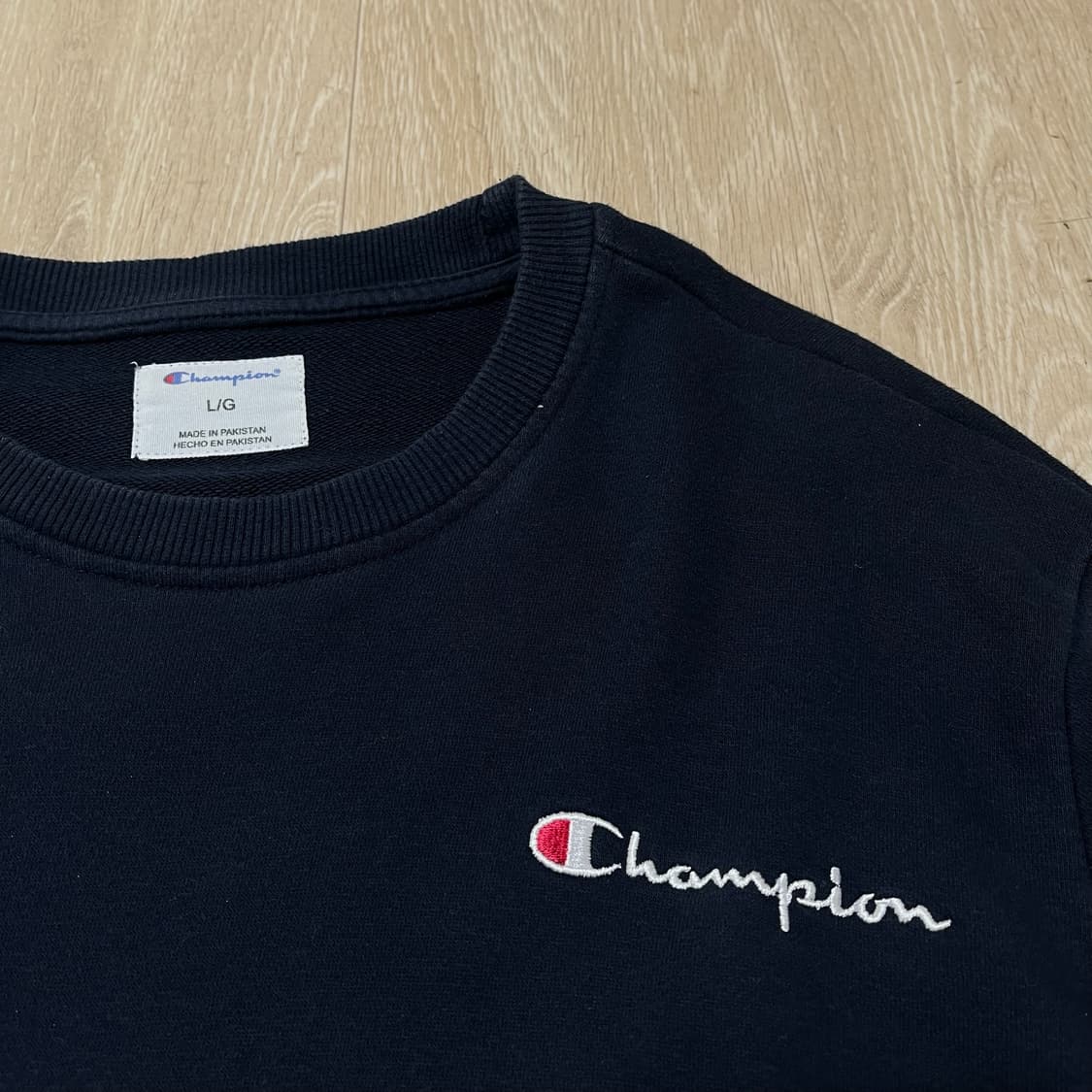 챔피온 스펠로고 자수 맨투맨 크루넥 티셔츠 [네이비] L/100 상품이미지4