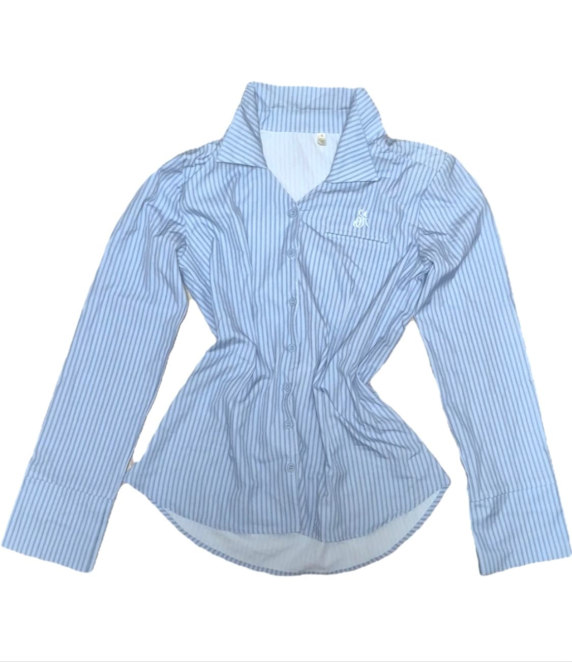 블루 스트라이프 실크 셔츠 상품이미지1