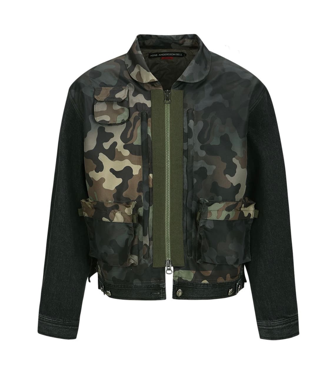 Camouflage Zip-Up Denim Jacket Black 상품이미지7