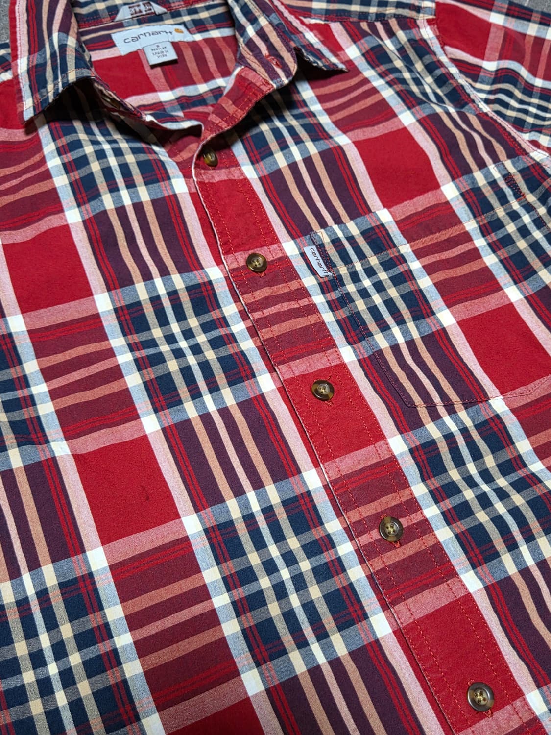 칼하트 빈티지 슬림핏 체크반팔셔츠 상품이미지2