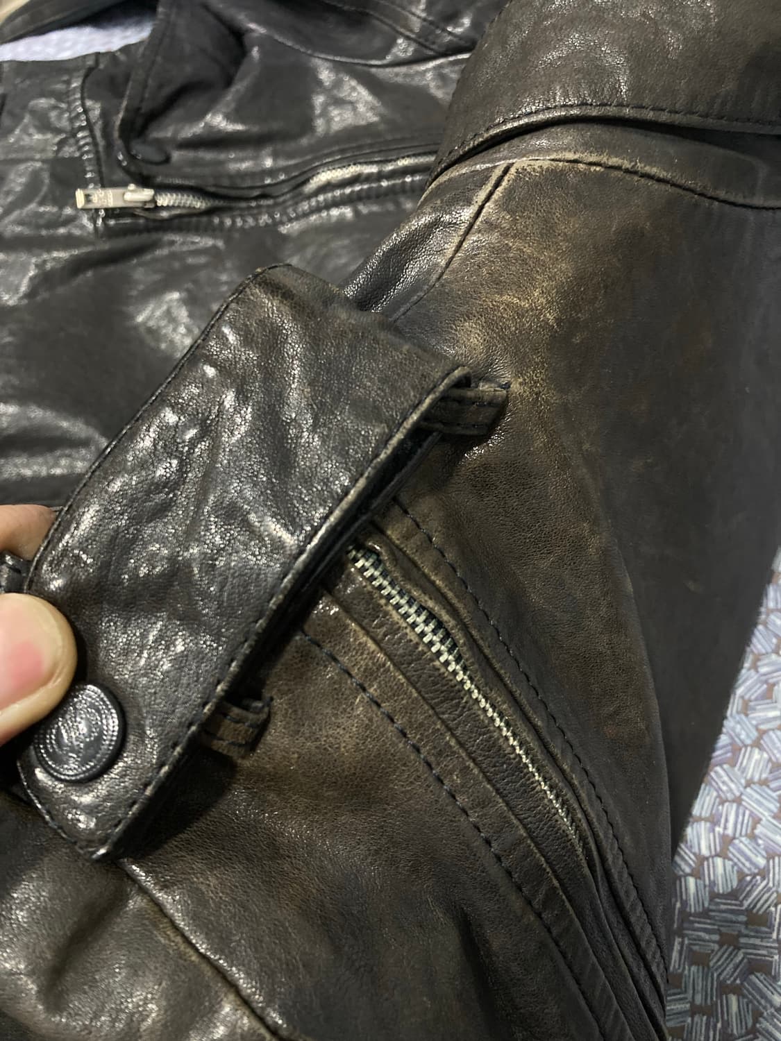 패널 레더 자켓 상품이미지10