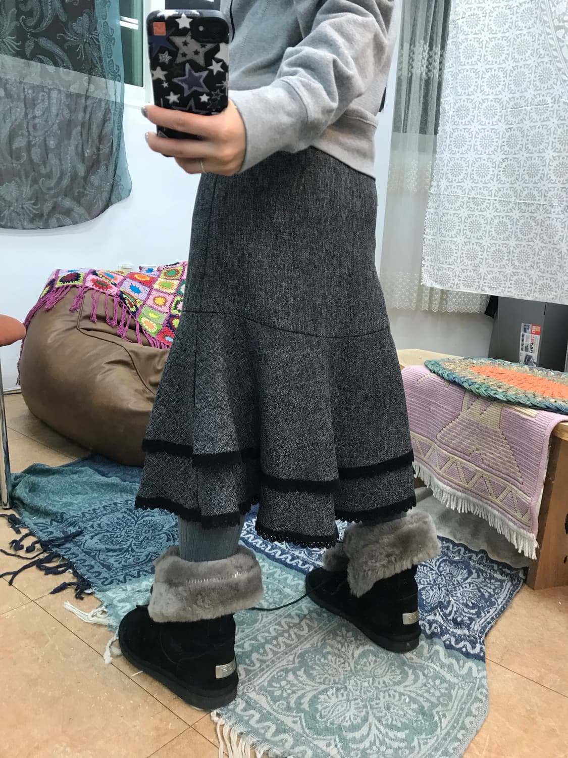 빈티지 여성 벨티드 레이스 프릴 스커트  상품이미지2