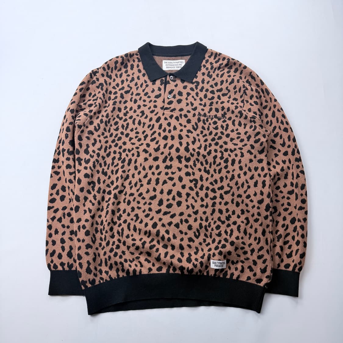 와코마리아  레오파드 니트 폴로셔츠 상품이미지1