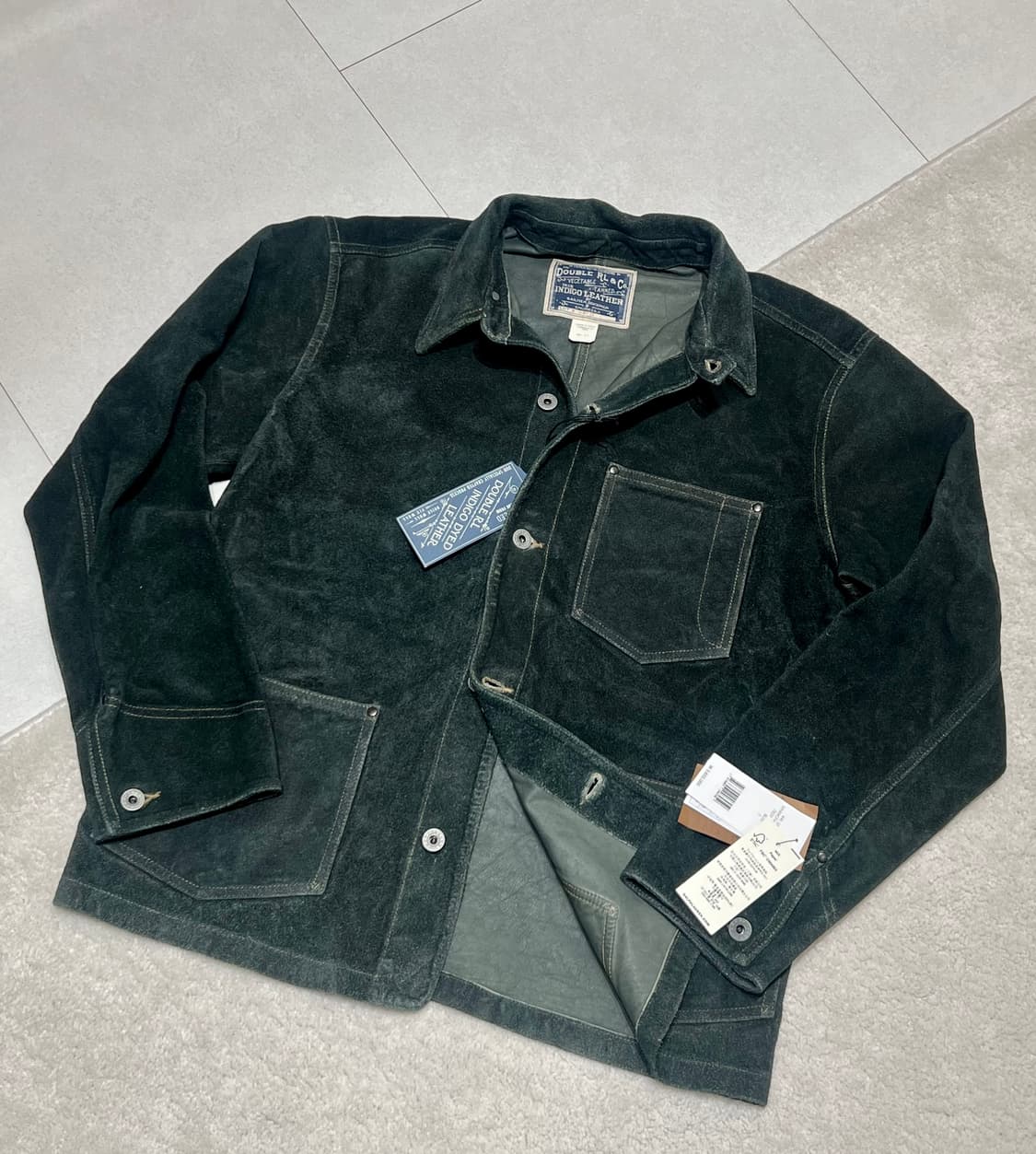더블알엘 인디고 러프아웃 스웨이드 가죽 재킷 상품이미지1