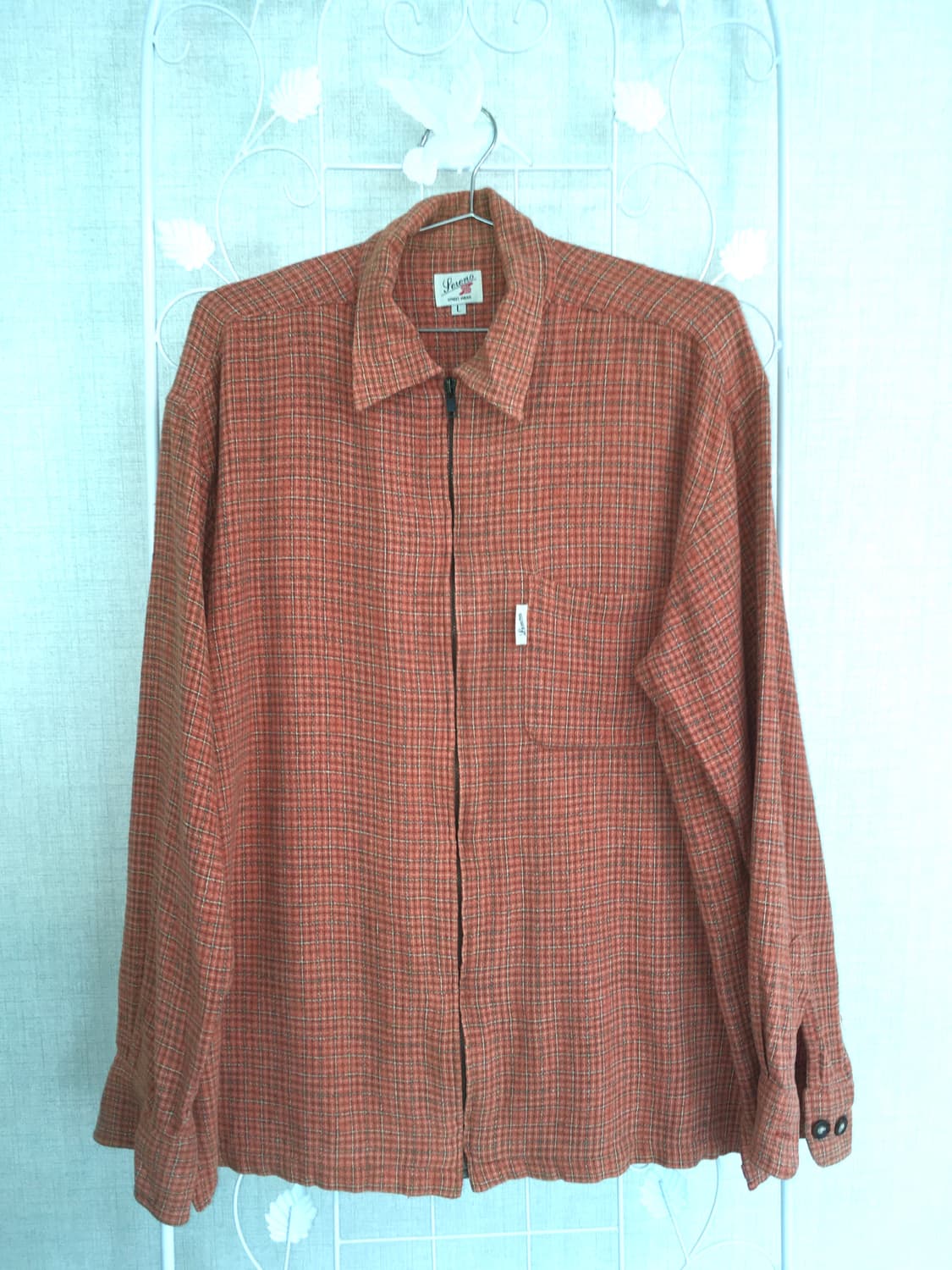 jpn vintage 유니섹스 오렌지 체크 집업 상품이미지1