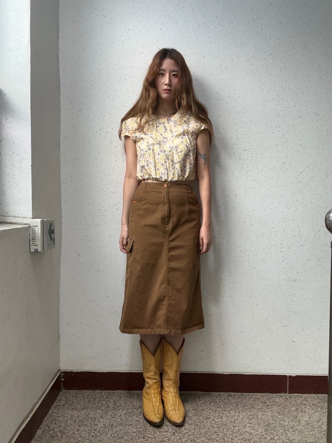 브라운 카고 롱 스커트 상품이미지5