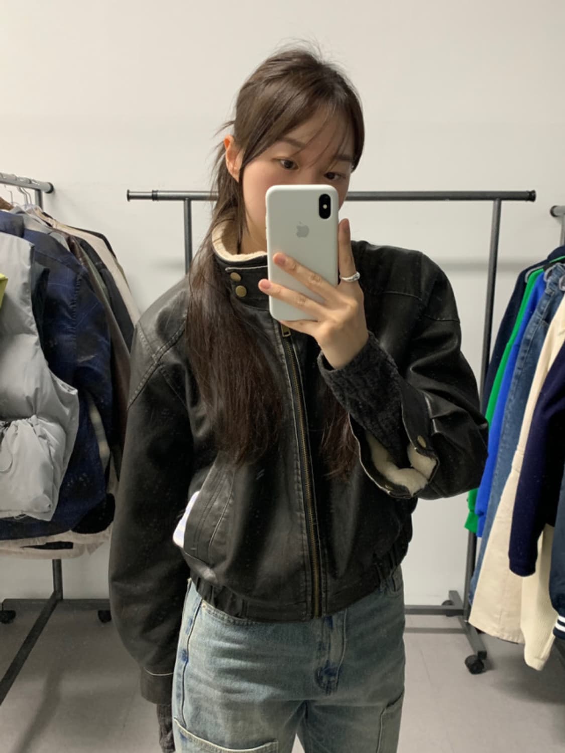 아워캐비넷 유어제이 릿킴 퍼안감 빈티지 레더 무스탕 (2번 시착) 상품이미지1