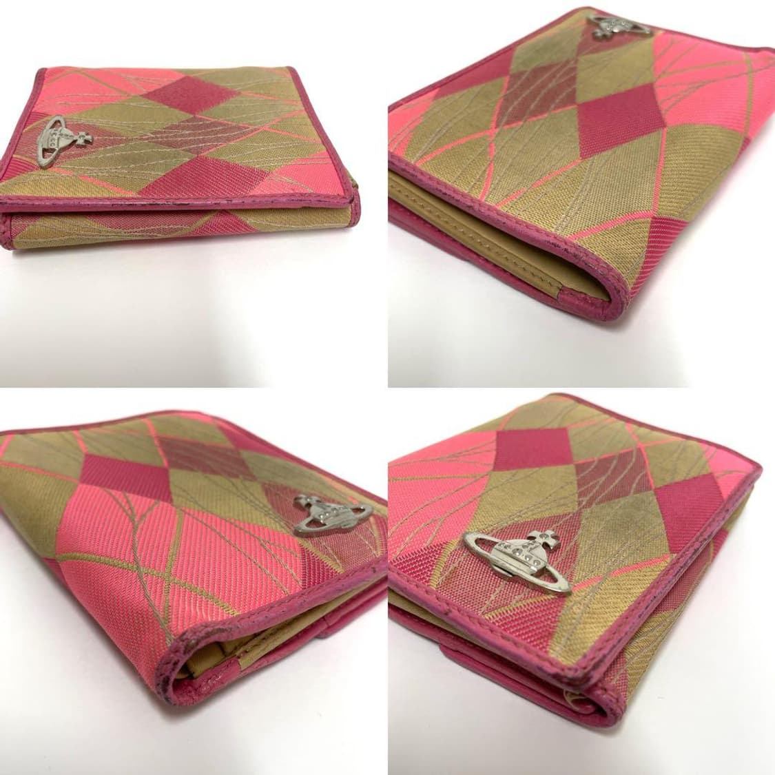 비비안 웨스트우드 아가일패턴 캔버스 레더 지갑 상품이미지5