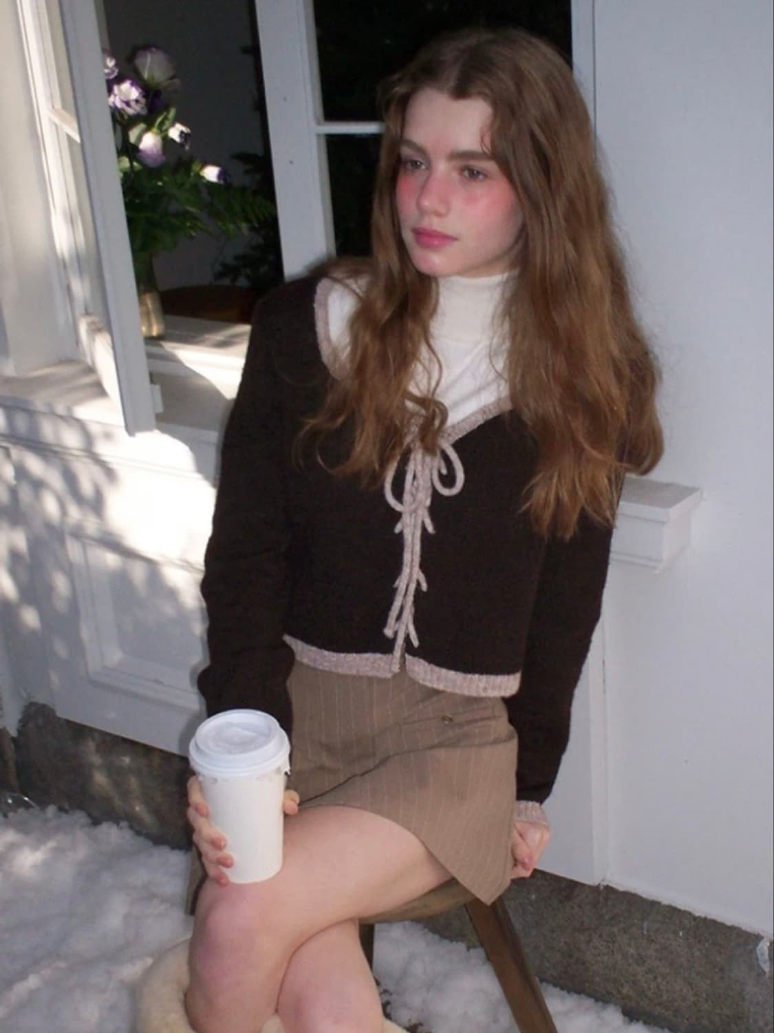 (새상품) 레터프롬문 튤립 라인 아일렛 울 가디건 상품이미지3