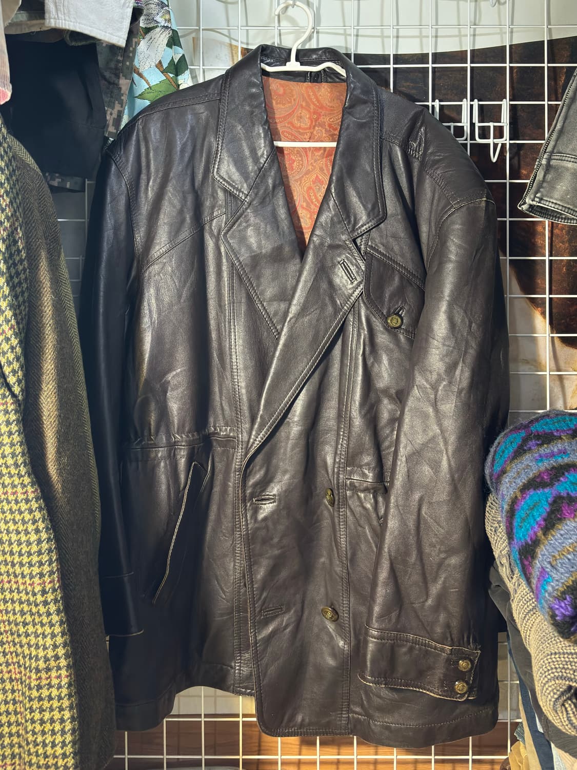 재패니즈 빈티지 하프 코트 레더 자켓 M 상품이미지3