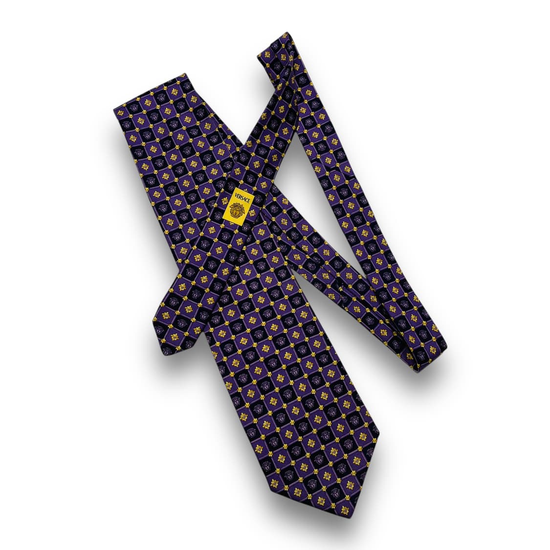 지아니 베르사체 90s 골드 메두사 고딕 퍼플 실크 넥타이 상품이미지1