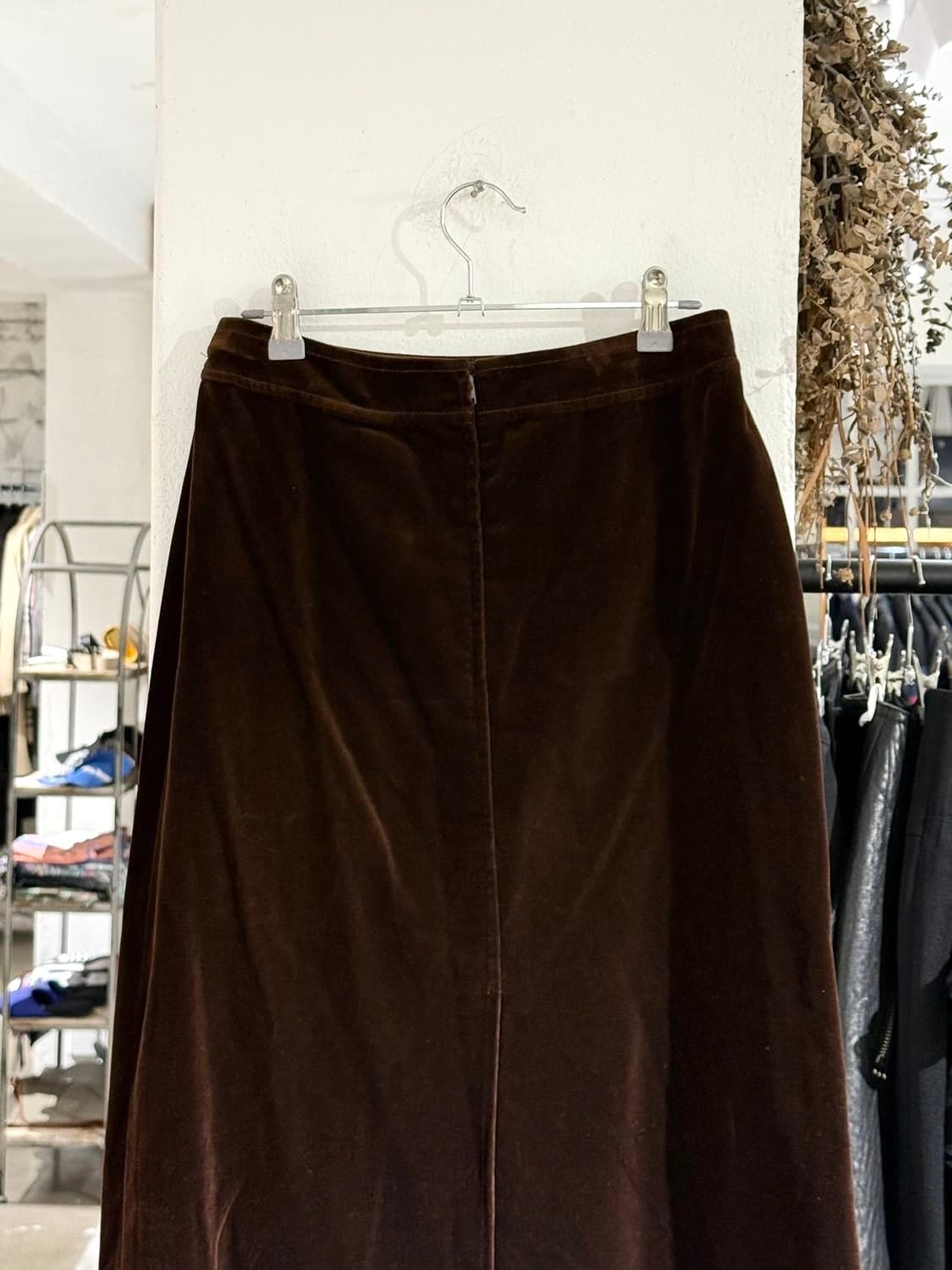 셀린느 90s 브라운 벨벳 체인 미디 스커트 상품이미지5