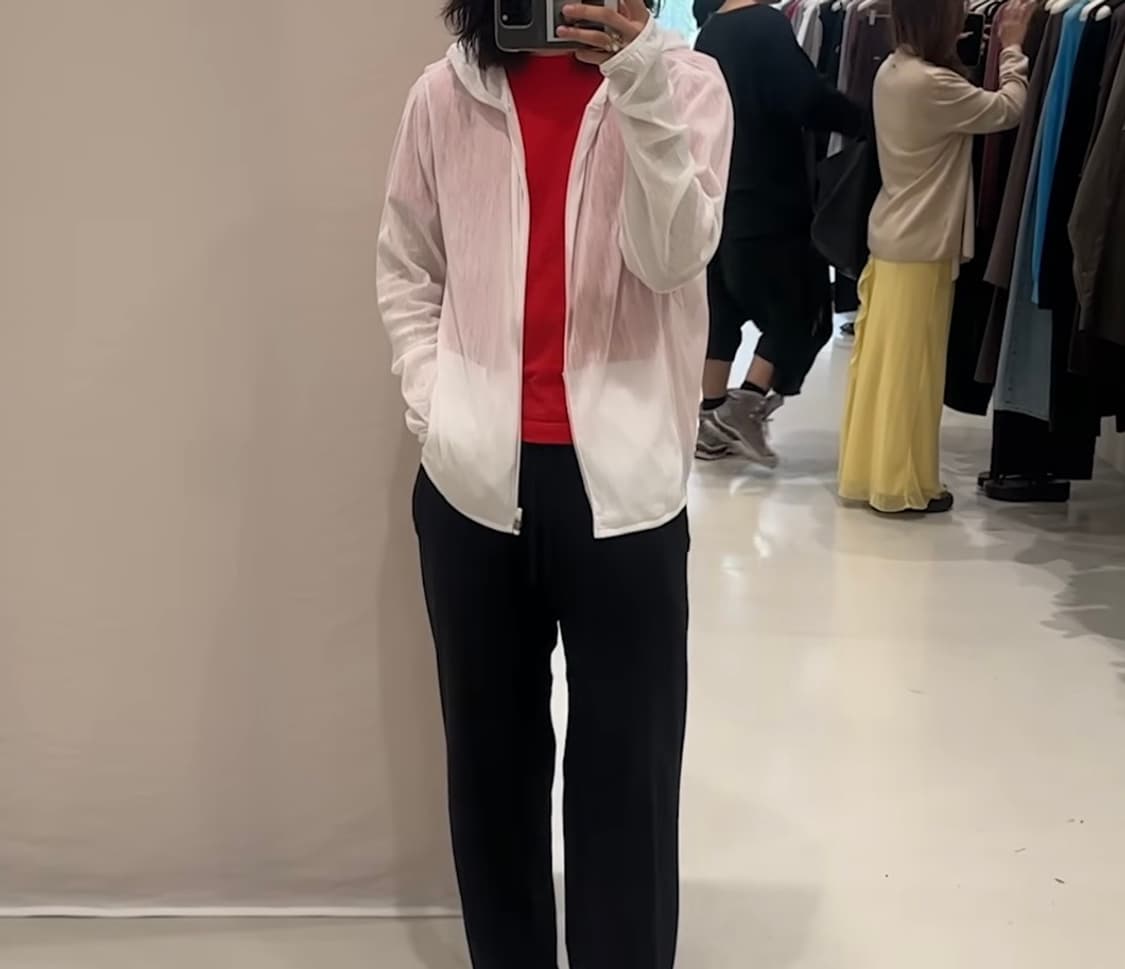 L)아모멘토+ mesh hooded top white 상품이미지2